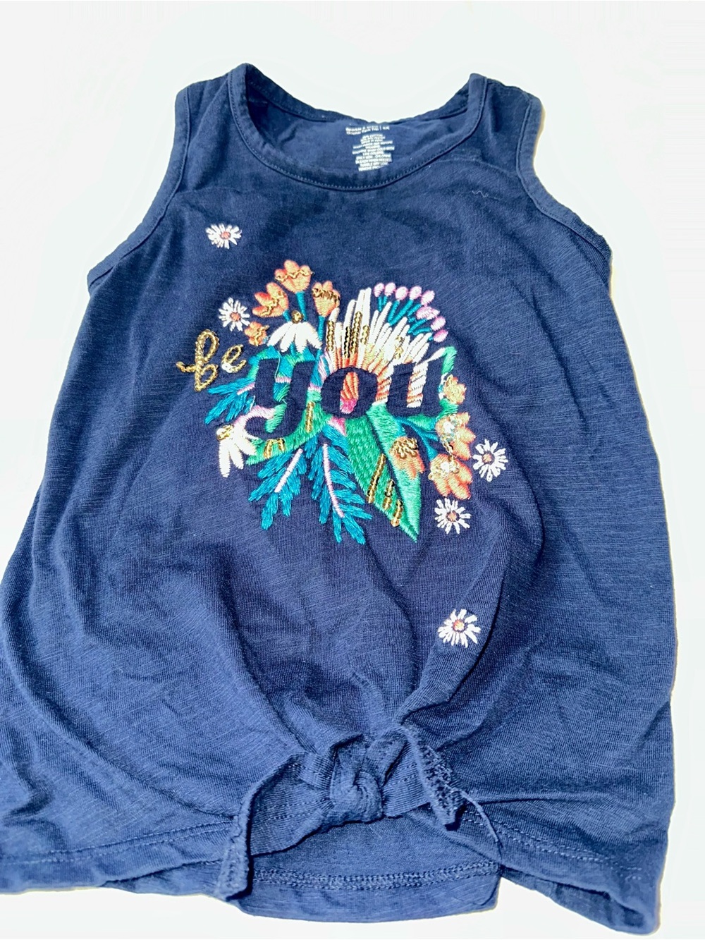 Sonoma Navy Floral Appliqué Tank Top